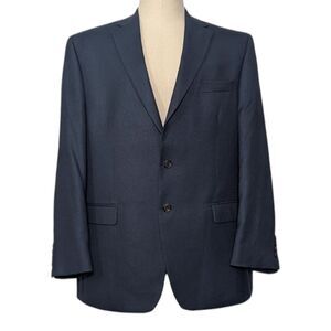 Lauren Ralph Lauren 44R Blue Blazer Glen Plaid Brown Suede Elbow Patches Jacket